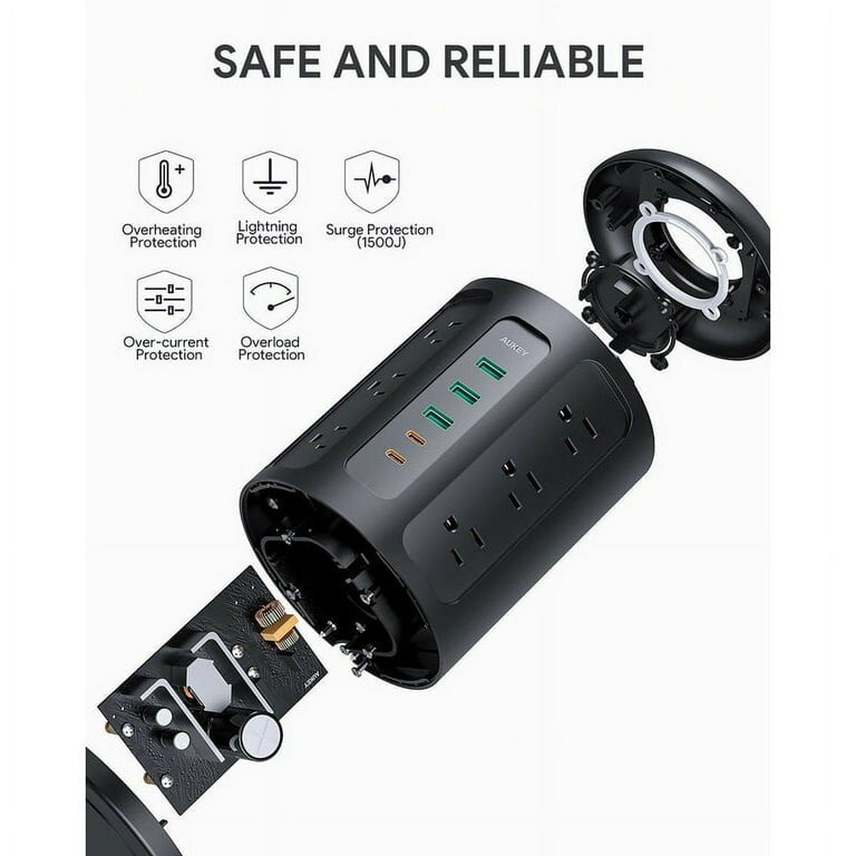 AUKEY PowerHub XL 12 Socket Power Hub AC USB USB-C Surge Protector PA-S24