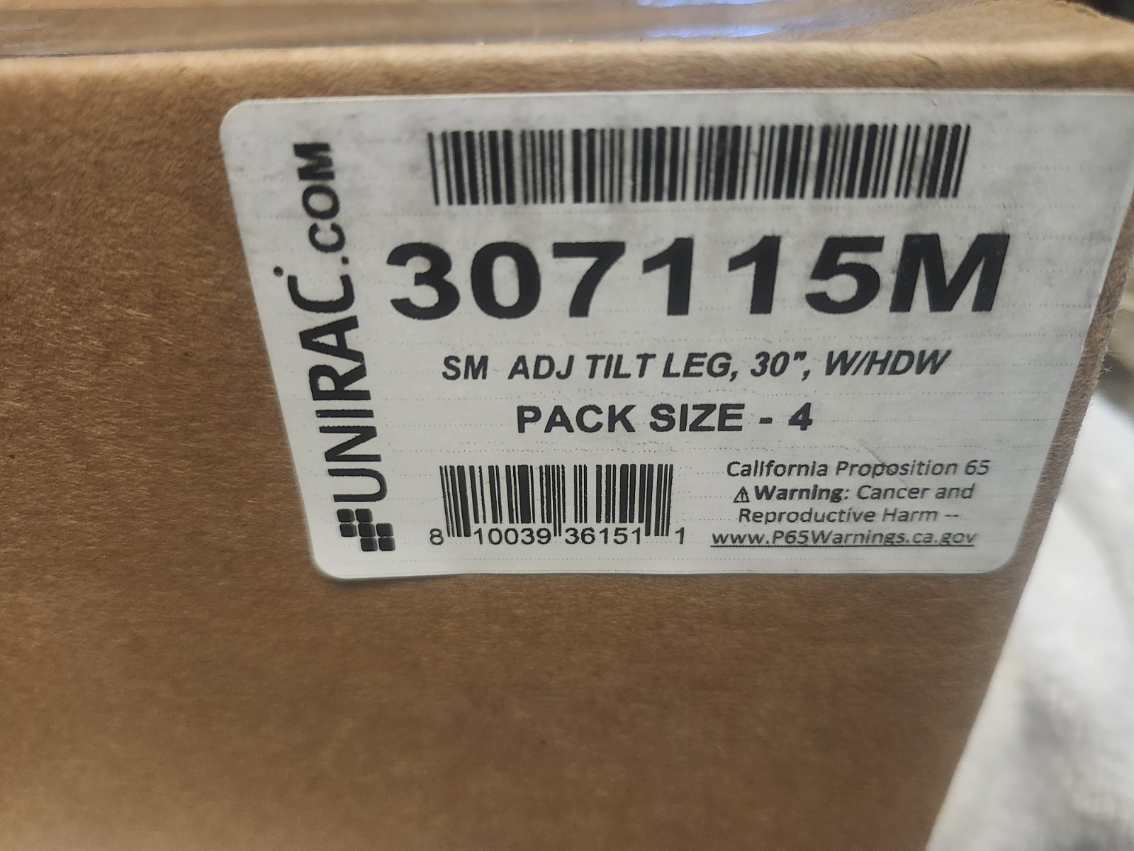 Lot: 4 New Unirac 307115M Solar Panel SM Adjustable Tilt Leg 30″ w/ Hardware