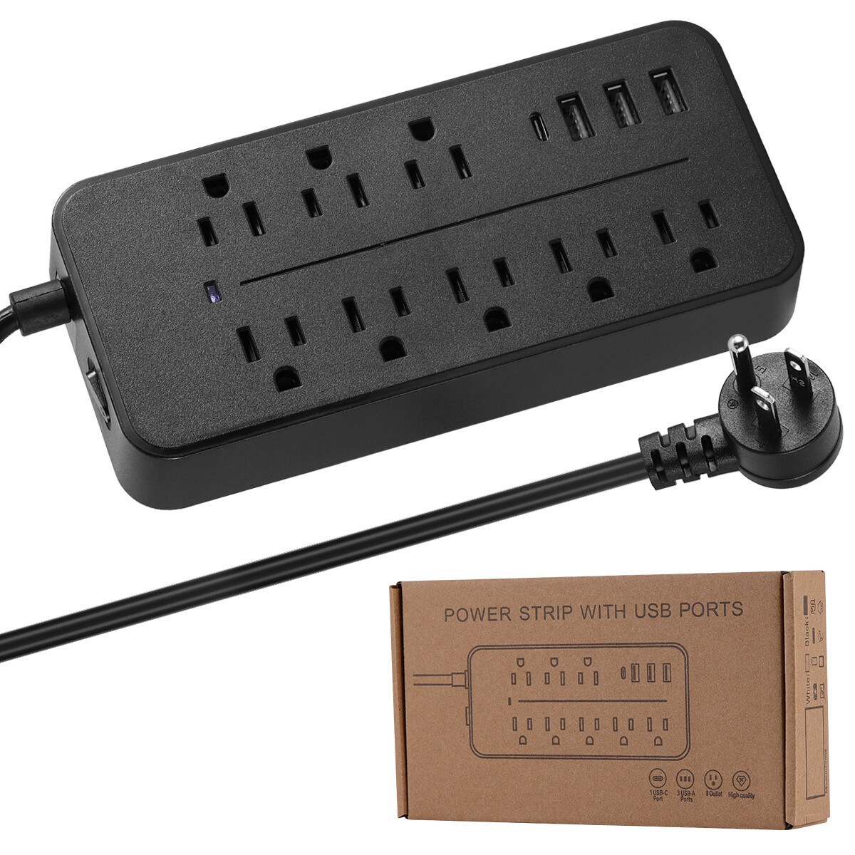 Lot Wall Mountable USB Surge Protector Power Strip with USB Ports 8 Outlet Plugs