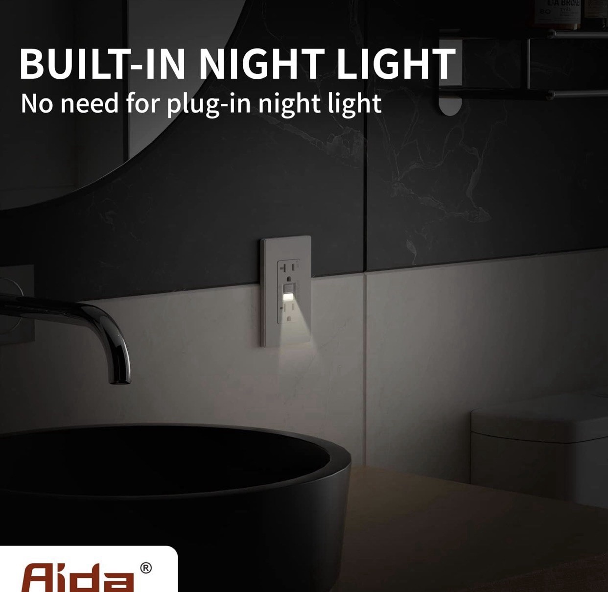 AIDA 20 Amp GFCI Outlet, Self-Test Nightlight Electrical Outlet, Tamper