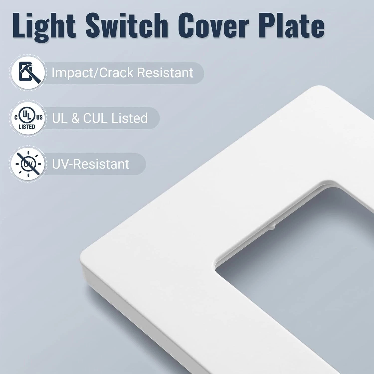 2Pack 1-Gang Screwless Decorator Wall Plates Outlet Switch Cover UL Glossy White
