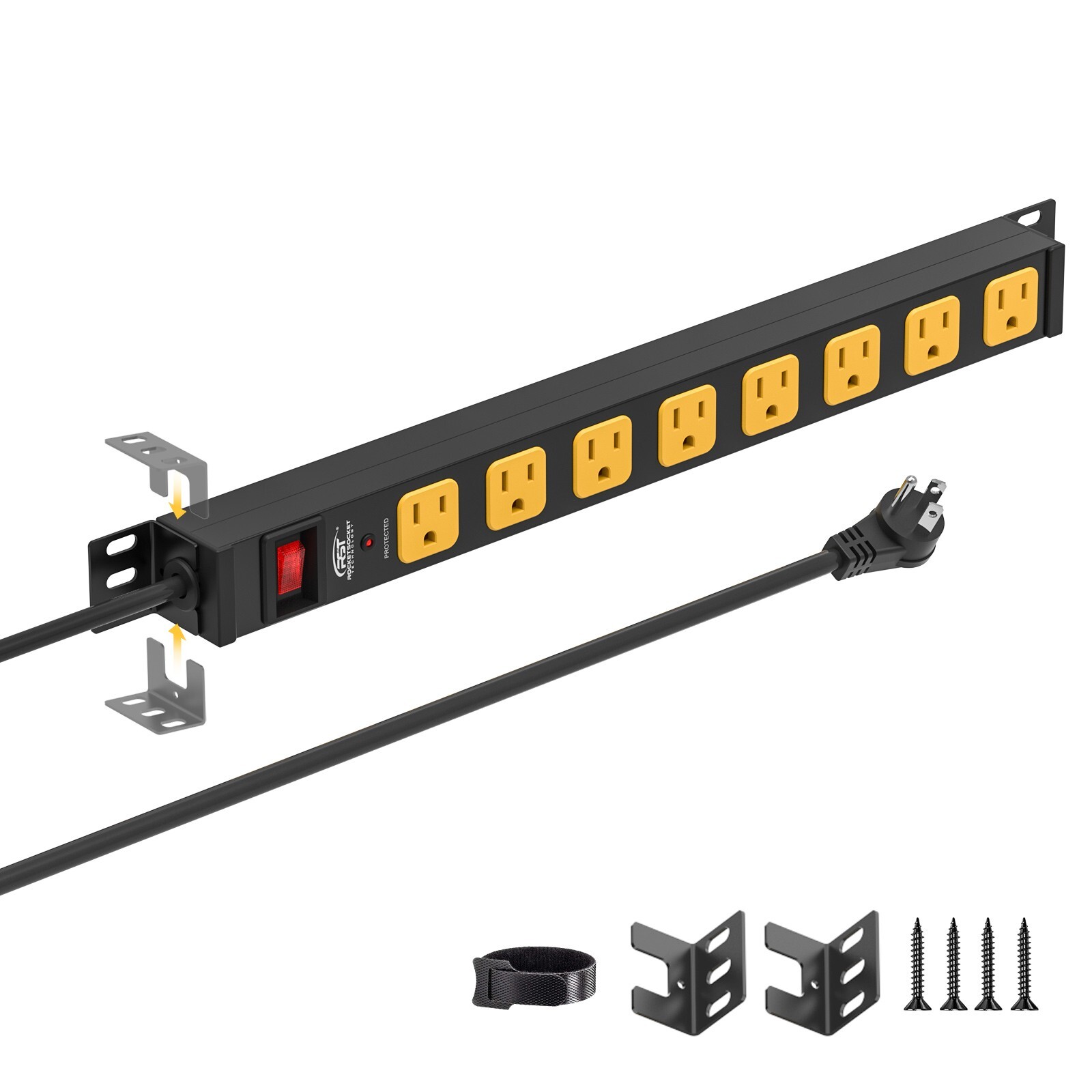 8-12 Outlet Metal Power Strip 2100J Heavy Duty Surge Protector with 6ft 14AWG