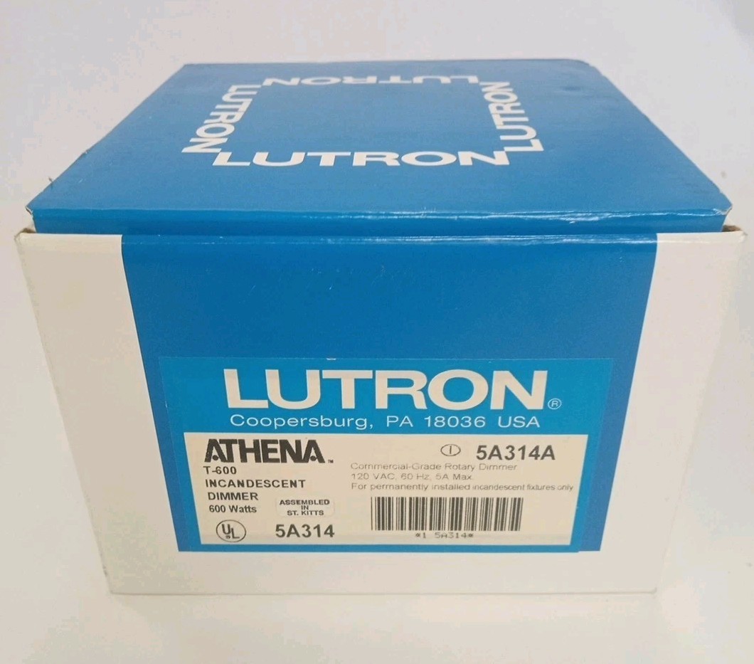 Lutron Athena T-600 5A314A Commercial Grade Incandescent Rotary Dimmer Gold Tone