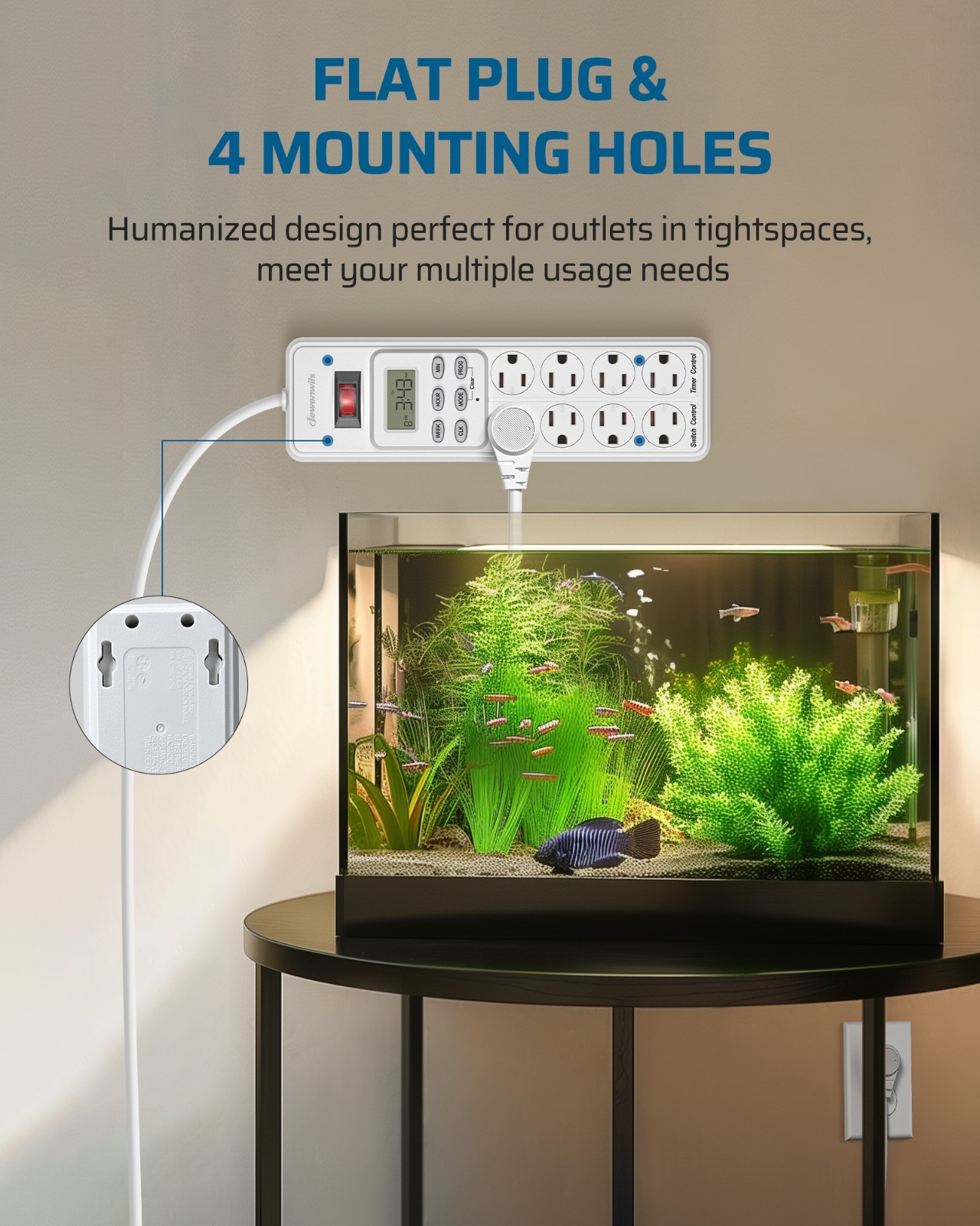 DEWENWILS 8 Outlet Power Strip with Timer, Indoor Digital Timer Outlet