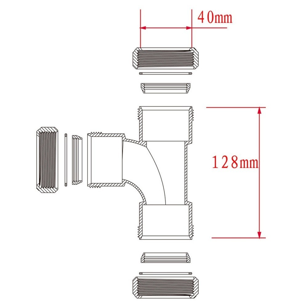 Plastic 40mm Tee Connector for Drainage Use Reinforced with PP Material