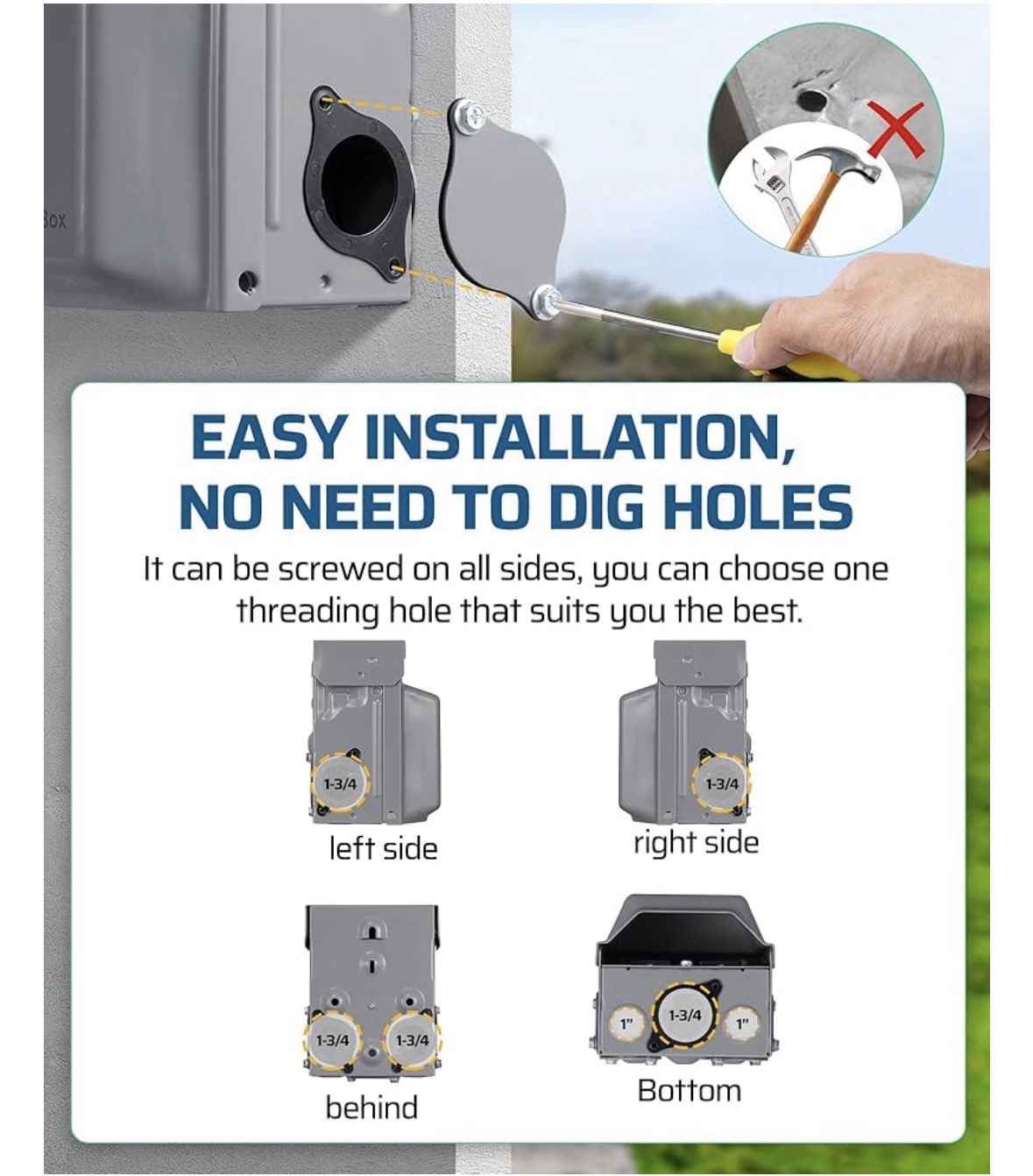 DEWENWILS Outdoor Outlet Box, 20 AMP Outdoor Electrical Outlet Box ETL Listed