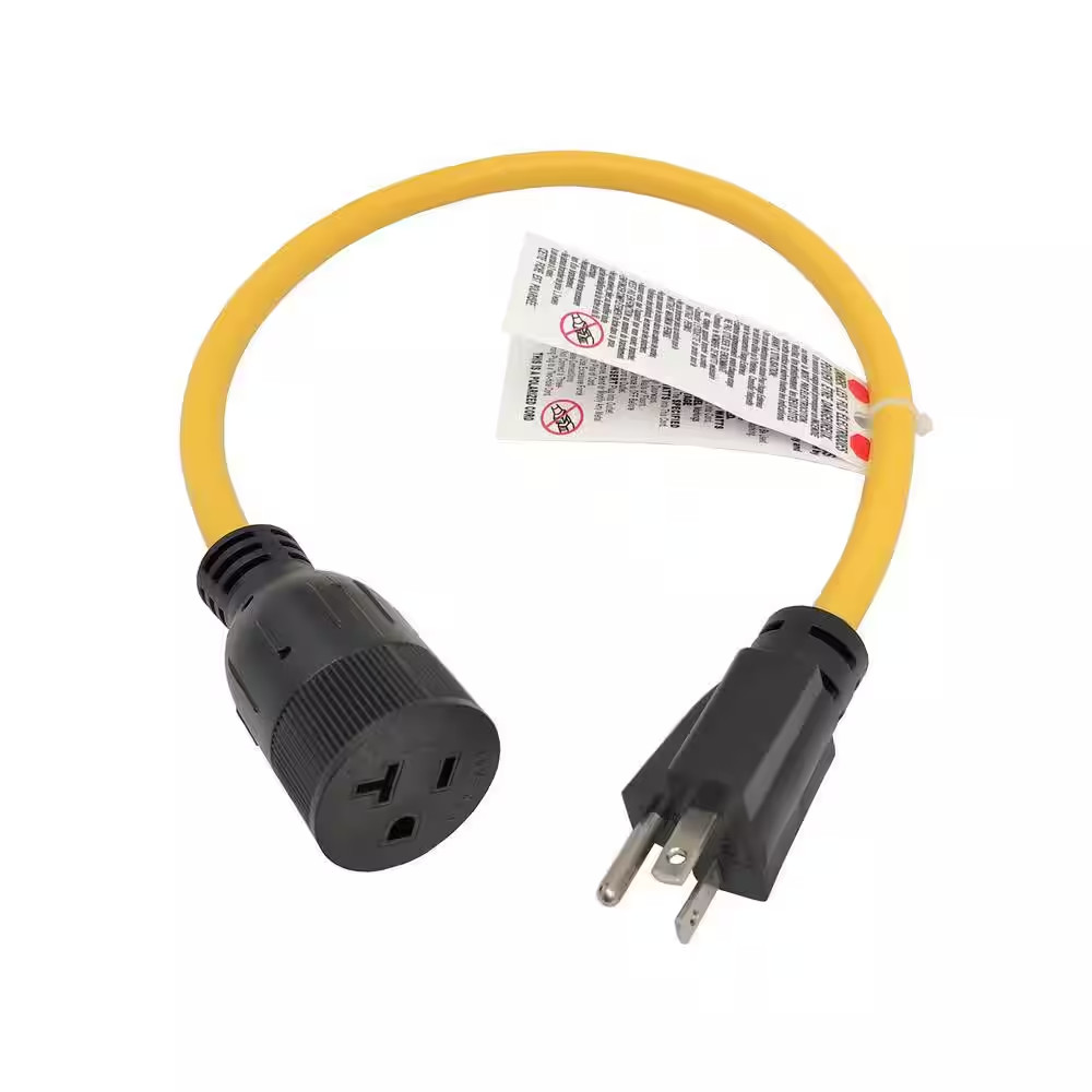 125-Volt 20 Amp 2 Ft. 12/3 SJTW NEMA 5-20 Extension Cord Adapter NEMA 5-20P to 5