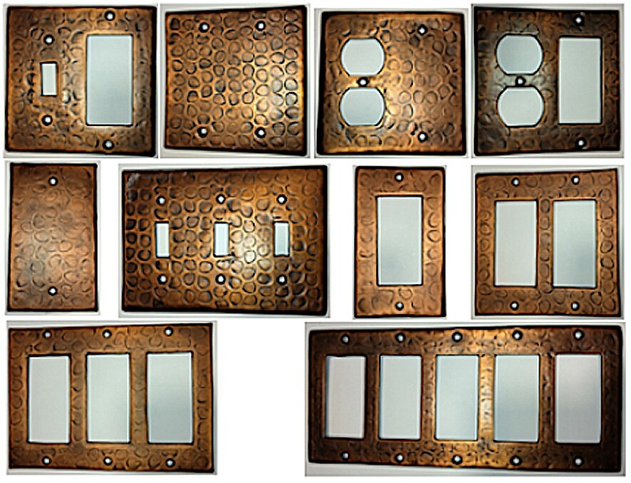 HAMMERED COPPER WALL SWITCH PLATE (10 CONFIRGATIONS)