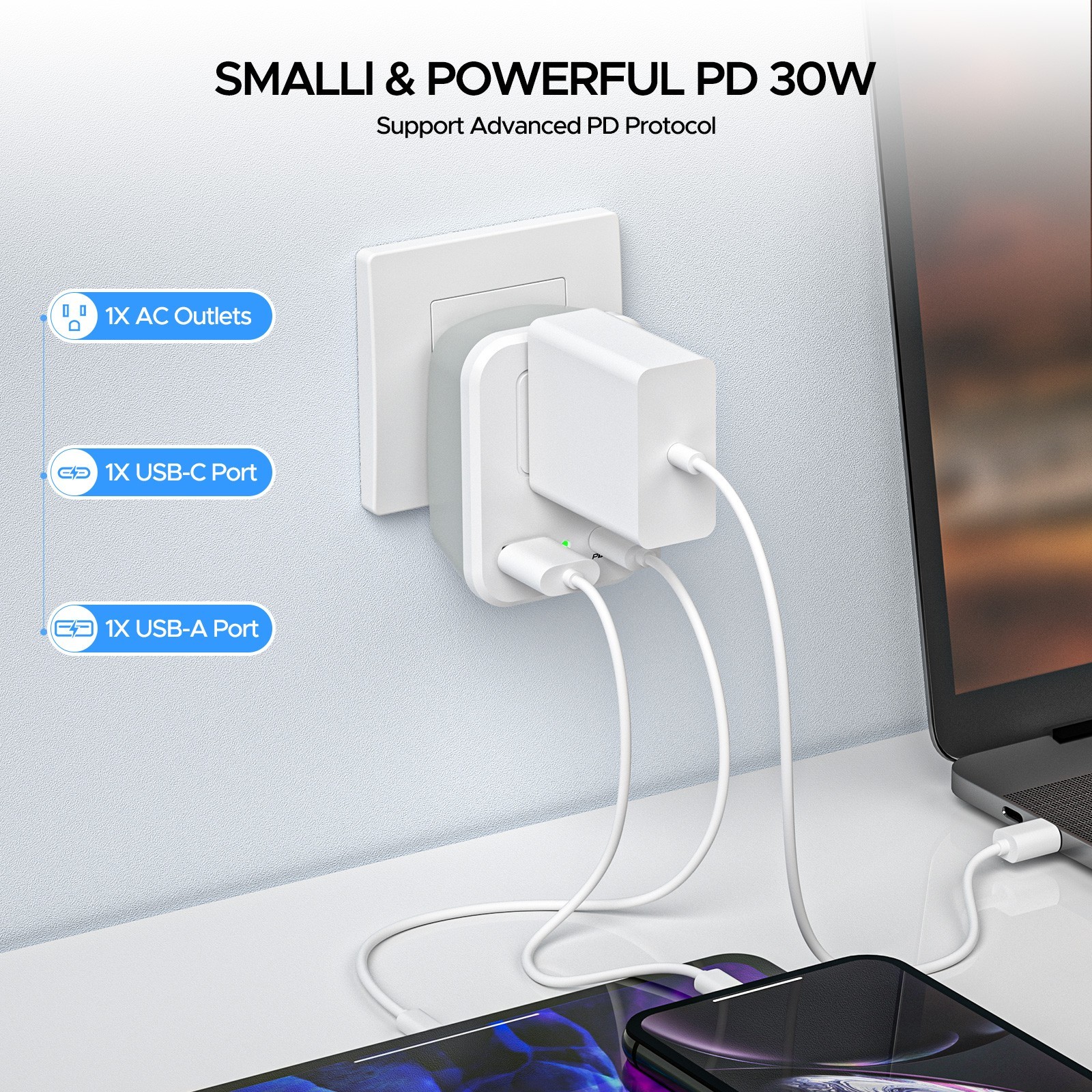 European Travel Plug Adapter Type C converter Dual USB for US to EU outlets