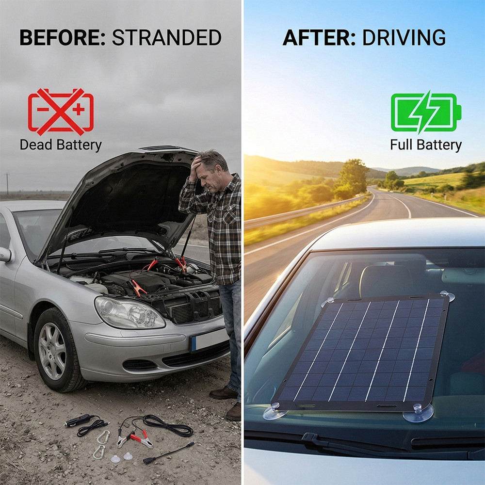 30W Waterproof Solar Battery Maintainer Car RV Charger 12 Volt Tender Trickle