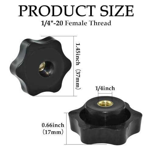 4 Pcs 1/4″-20 Inch Black Nylon Screw-On Type Thru Threaded Perforate 38#1/4