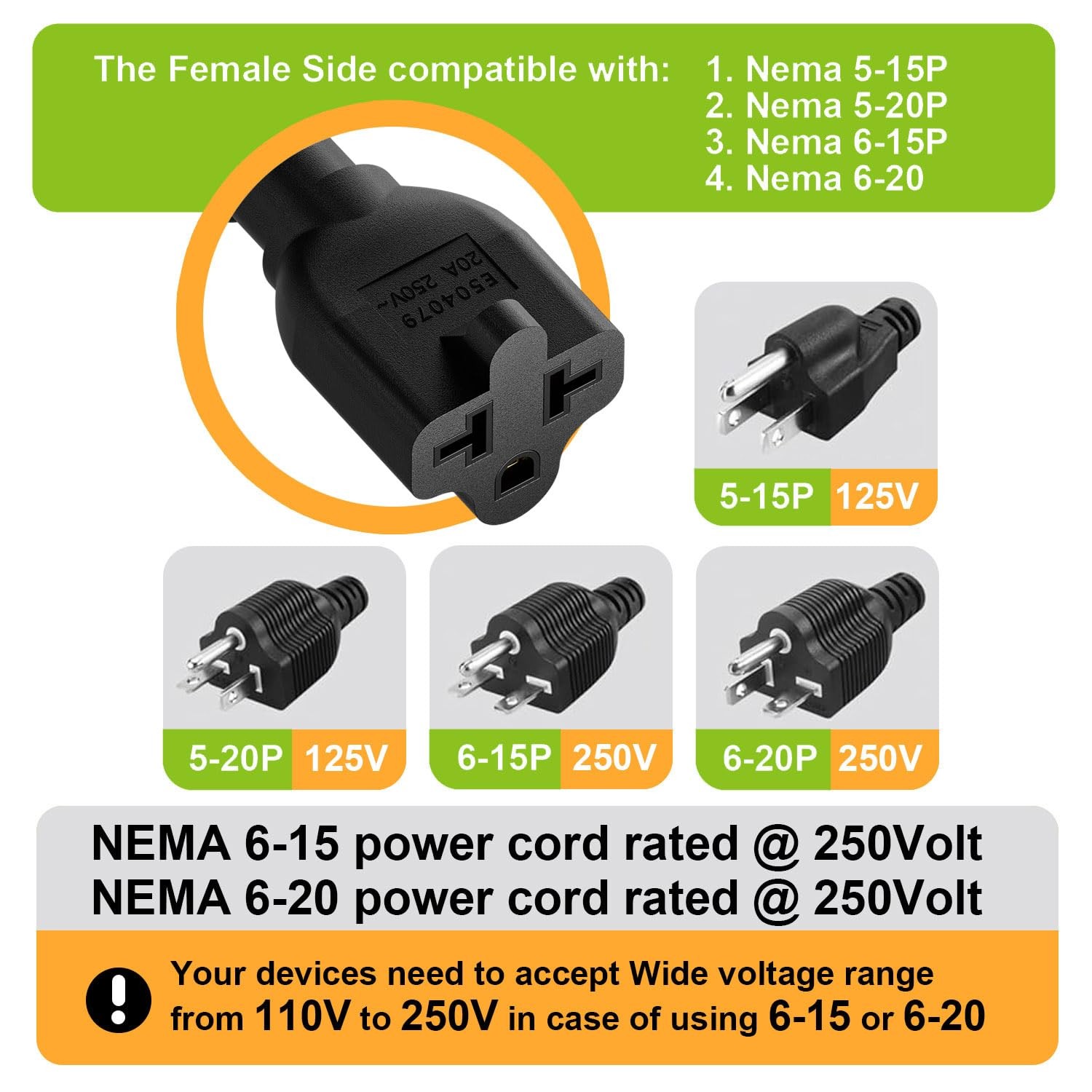 Angled 4-in-1 12AWG 15 Amp Household Plug to 20 T Blade Adapter black