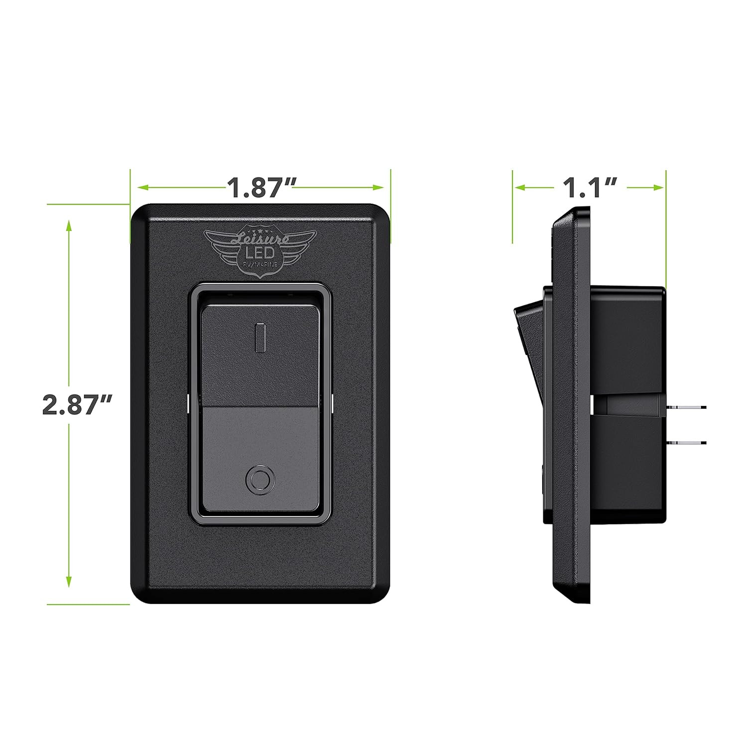 Modern Single SPST On-Off Switch with Bezel, 12-Volt, for RV, Trailer, Camper, w