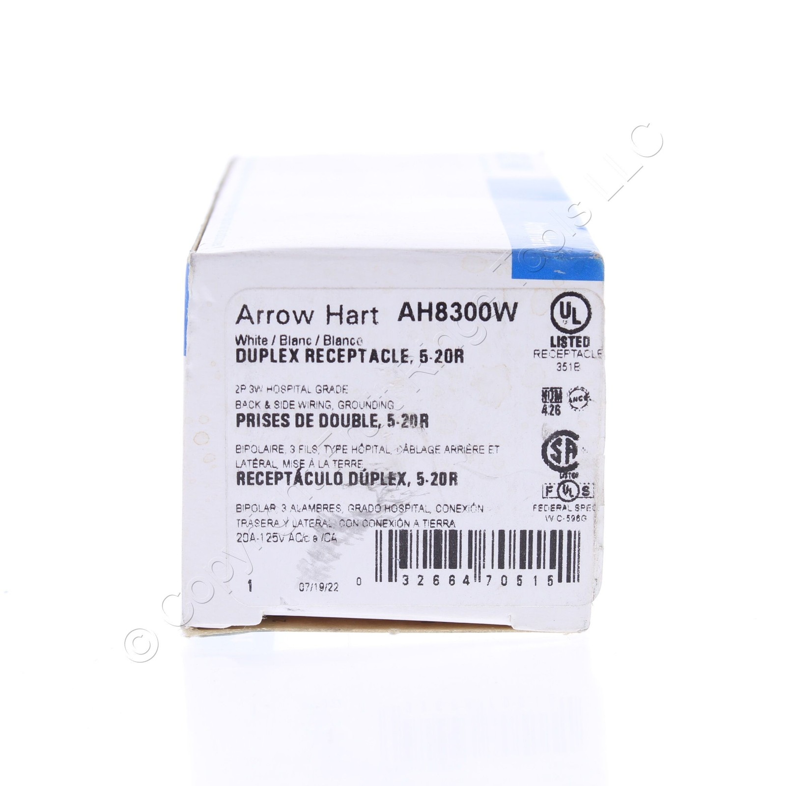 Eaton White HOSPITAL GRADE Duplex Receptacle Outlet NEMA 5-20R 20A 125V AH8300W