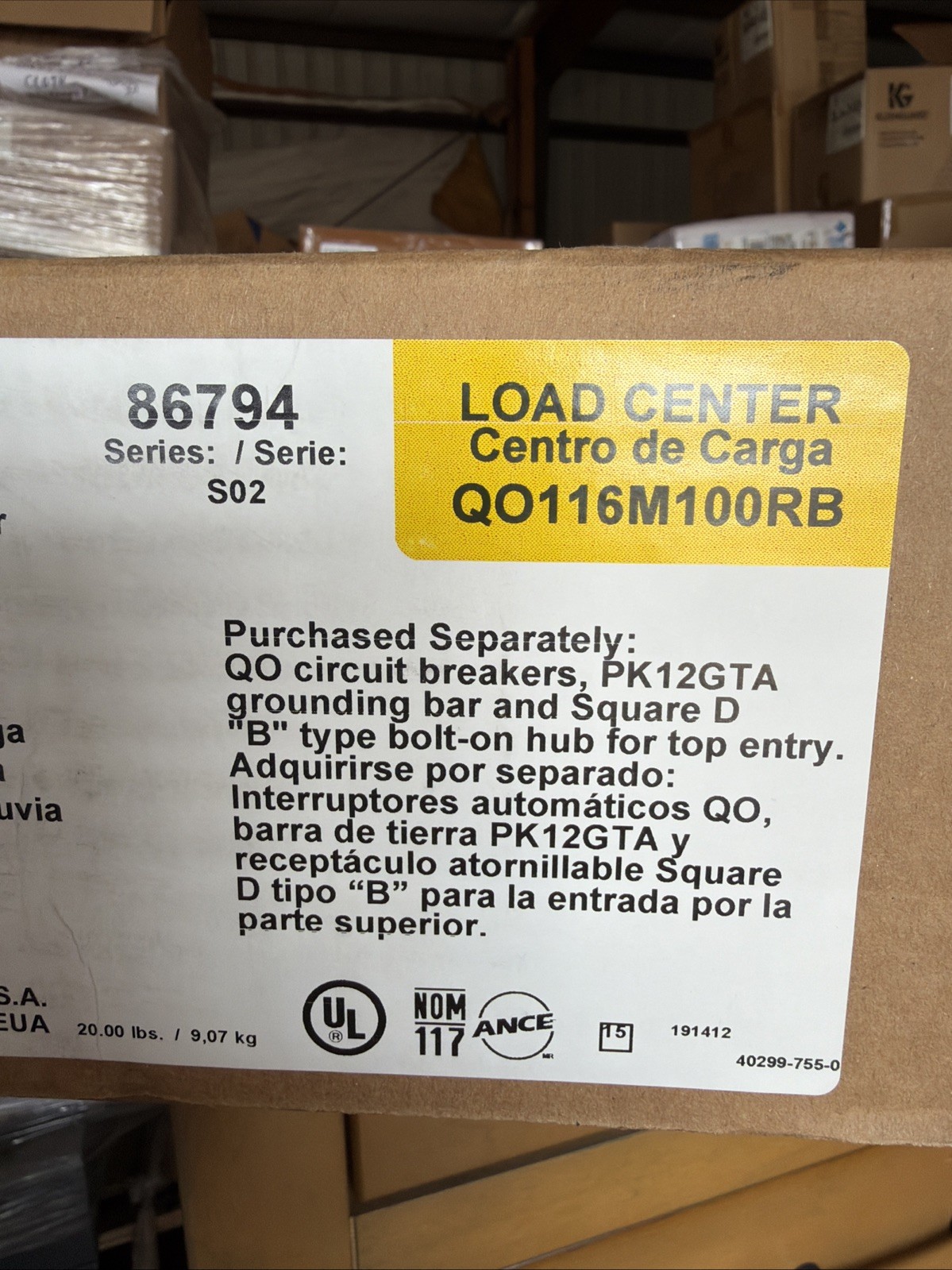SQUARE D QO116M100RB 100A MCB 240V 1PH 16CKT LOADCENTER OUTDOOR W/COVER