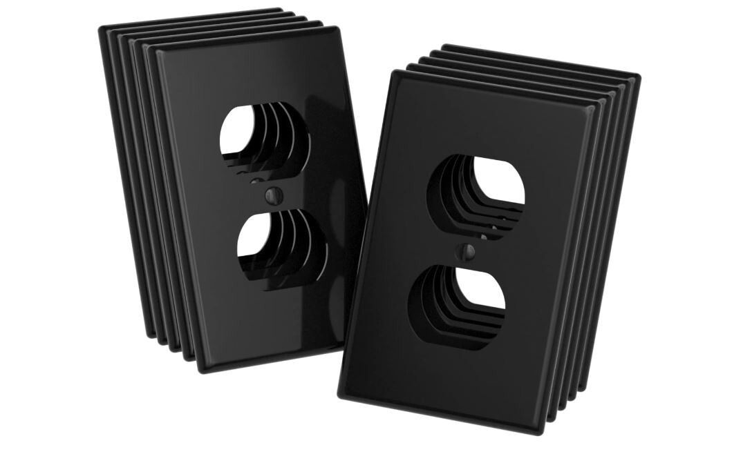 10pk Black Duplex Outlet Wall Plate 1-Gang 4.5×2.76″ Polycarbonate UL Listed Cov