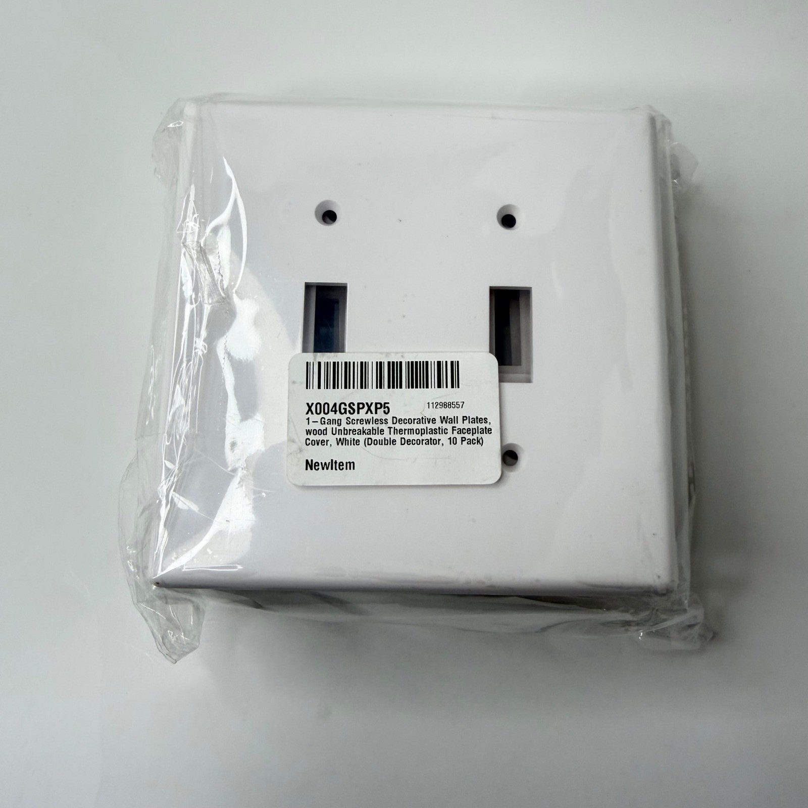 10 Pack White 2-Gang Screwless Decorative Wall Plates Thermoplastic Faceplate