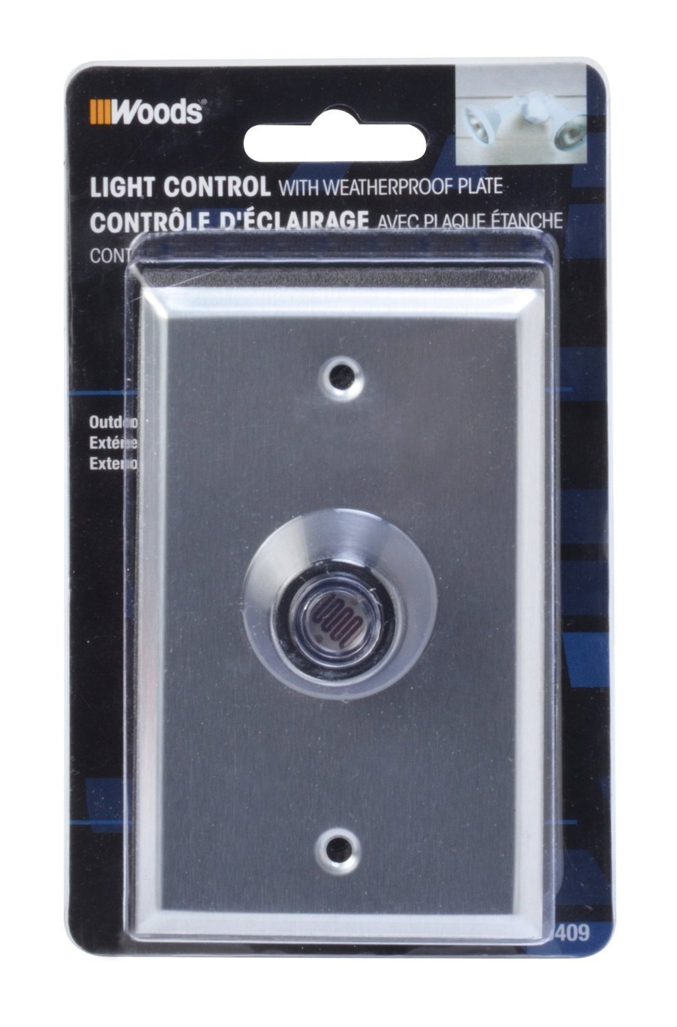 59409 Hardwire Light Control with Photocell and Wall Plate, Light Sensor Switch