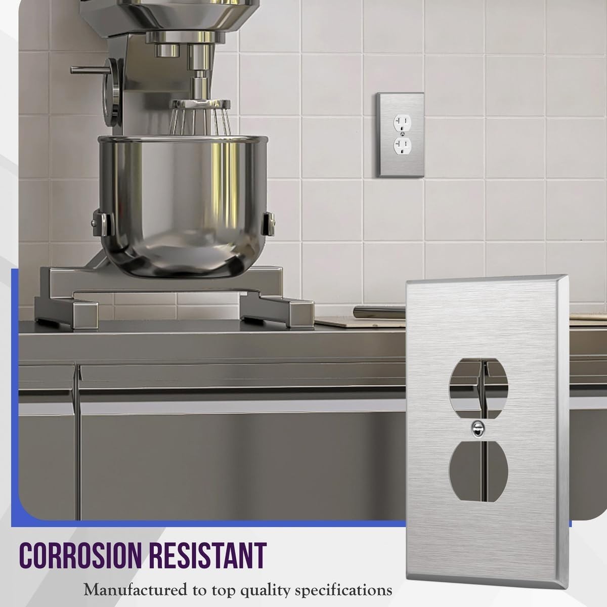 Stainless Steel Jumbo Wall Plate 5.5″x3.5″ – Corrosion & Impact Resistant
