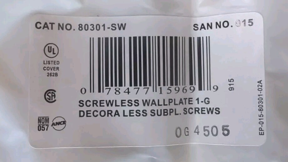 LEVITON 80301-W 1-Gang Decora Plate