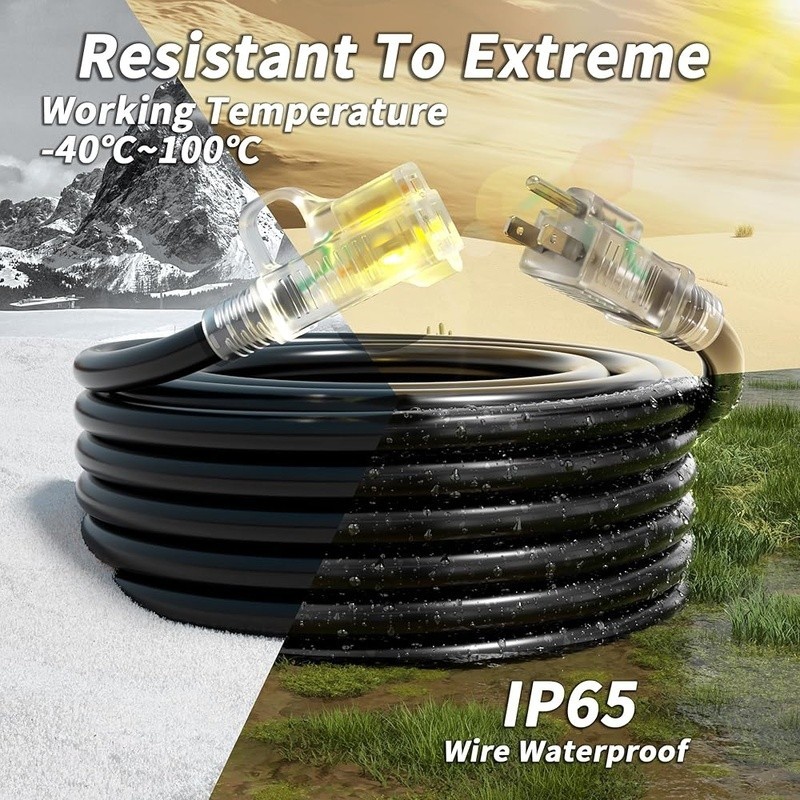 Outdoor Extension Cord 16AWG Weatherproof Flexible 125V 13A Power Cable New