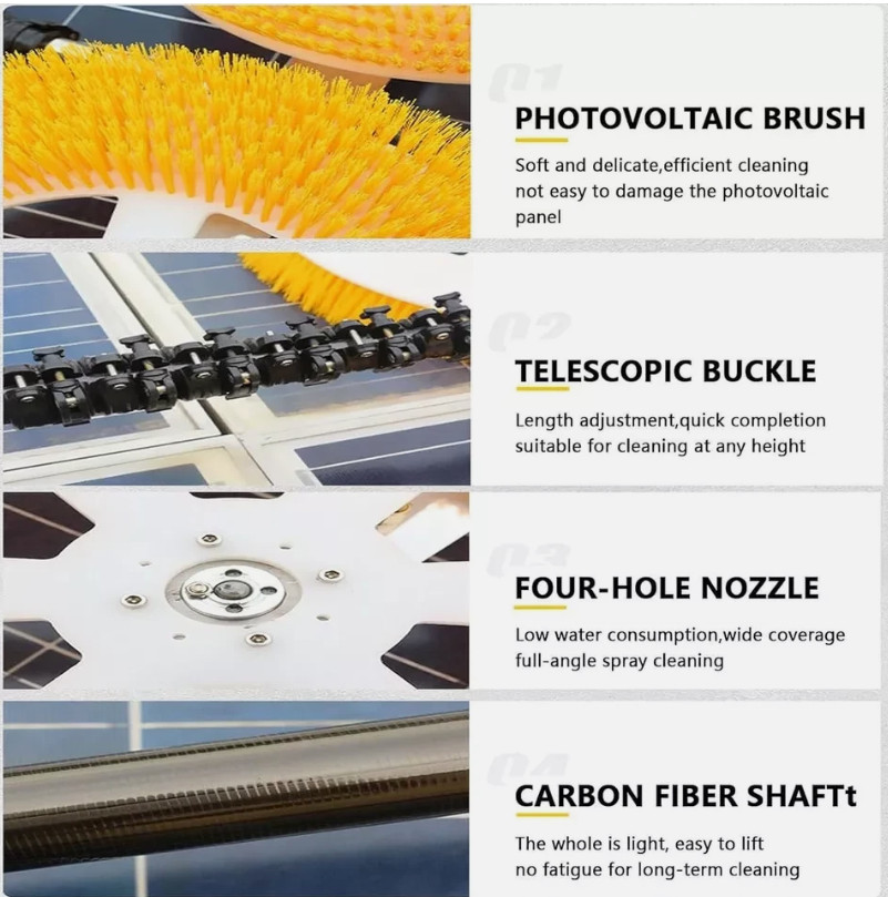 Solar Panel Cleaning Machine Double Head Retractable Photovoltaic Panels Brush