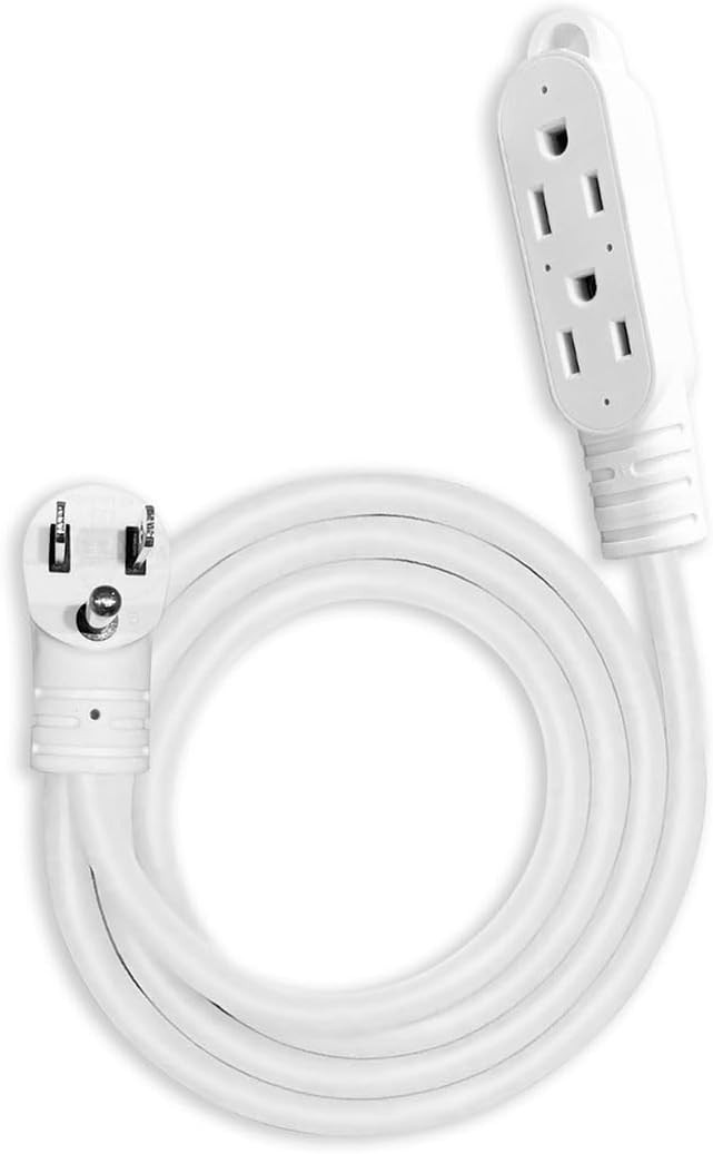3 Outlet Extension Cord for Indoor 3 Prong 12 ft white 16AWG 125V 1625W NEW