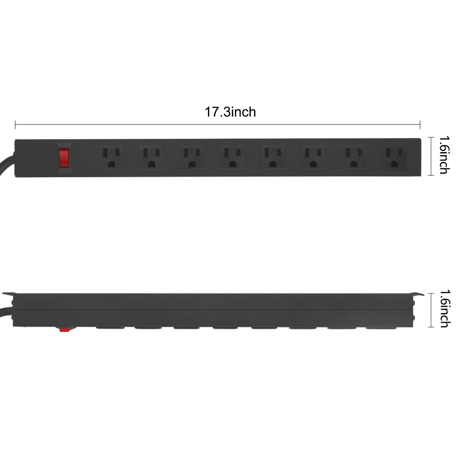 Heavy Duty 8 Outlet Surge Protector Power Strip, 6FT 14AWG Extension Cord, Wall