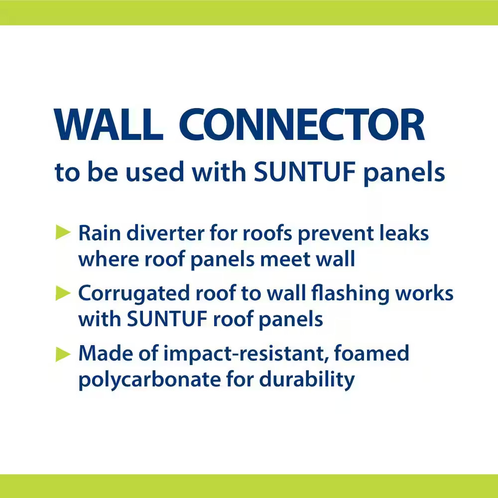 Suntuf Roof Panel 4 Ft Solar Wall Connector Impact Resistant Polycarbonate Gray