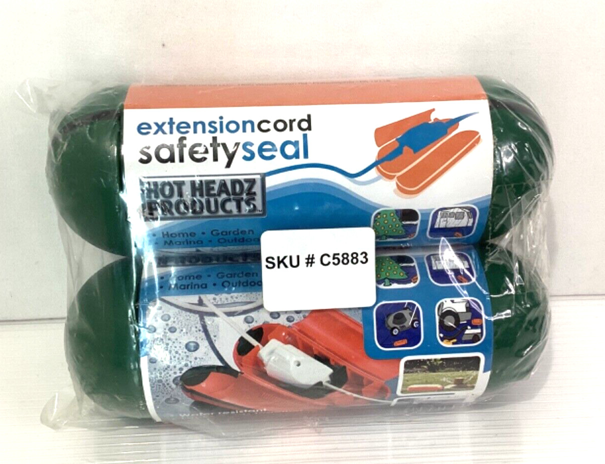 2 Hot Headz Extension Cord Safety Seal/ Home Garden Marina Outdoor Lighting NIP