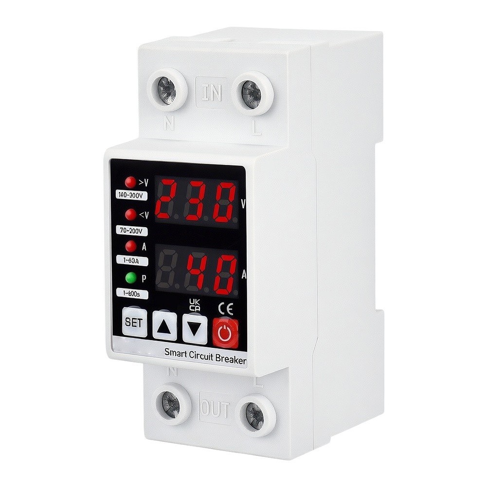 63A Adjustable Overvoltage Protector for AC220V 110V Circuit Applications