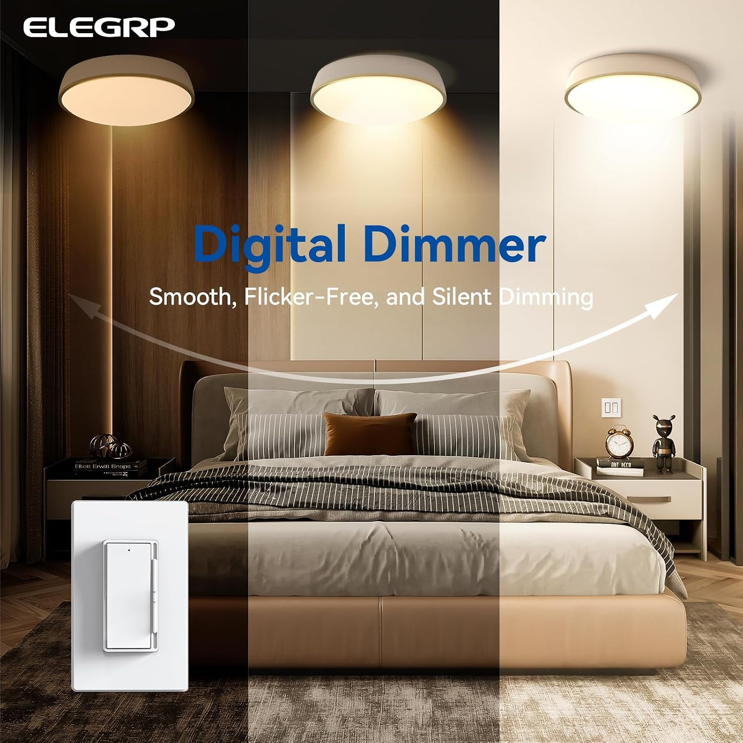 Digital Dimmer Light Switch for 300W Dimmable LED/CFL Lights and 600W Incandesce