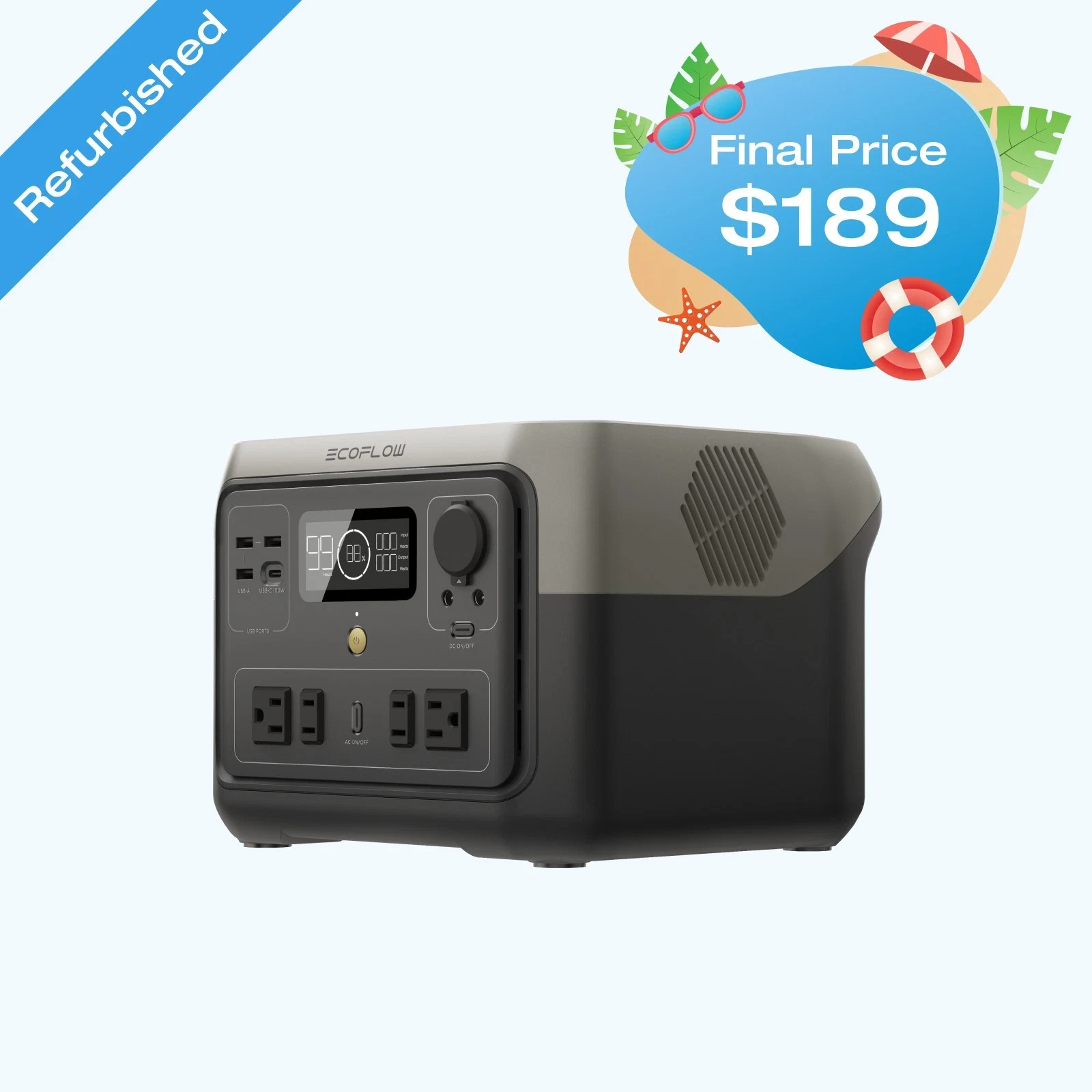 EcoFlow River 2 MaxPower Station 512Wh Portable Outdoor Solar Generator MultiUse