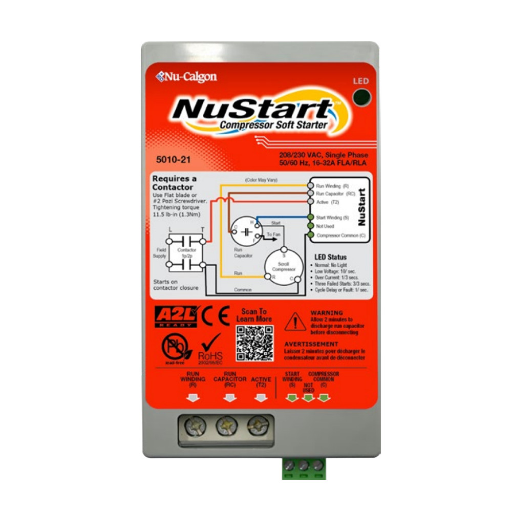 Nu-Calgon 5010-21 NuStart Compressor Soft Starter, Single Phase, 208/230VAC, 16-