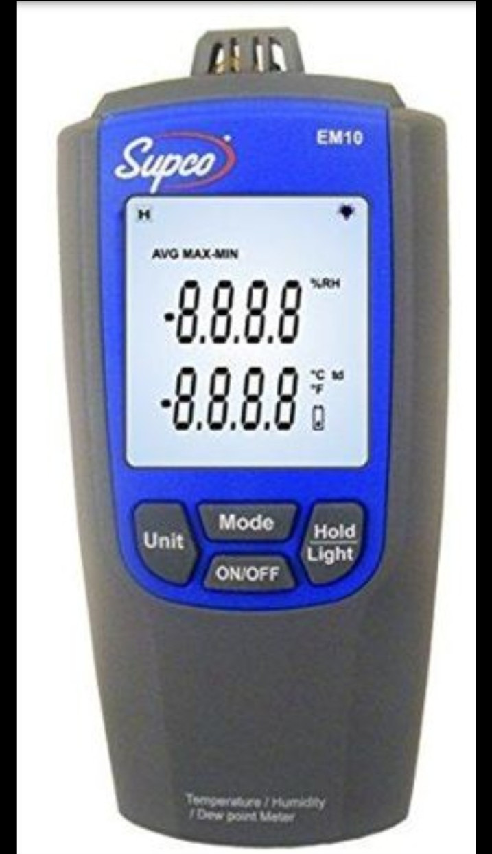 Supco EM10 Temperature and Humidity Meter with LCD Display, 14 to 122 Degrees F