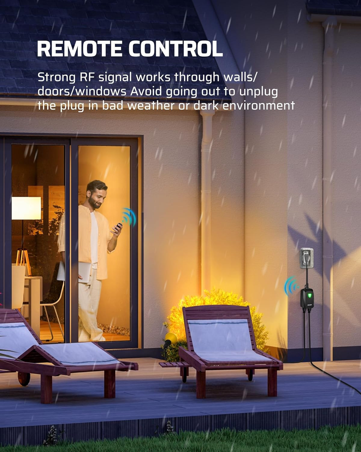 DEWENWILS Wireless Remote Control Outlet Outdoor Electrical Plug in Light Switch
