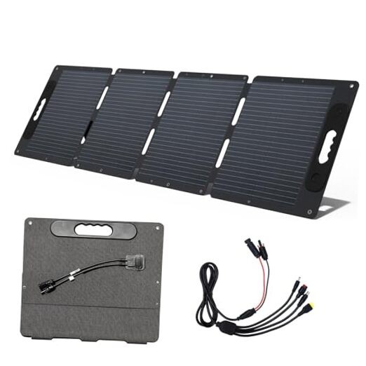 Portable Solar Panel 120W for Power Station, Foldable Solar Charger, Dark Gray