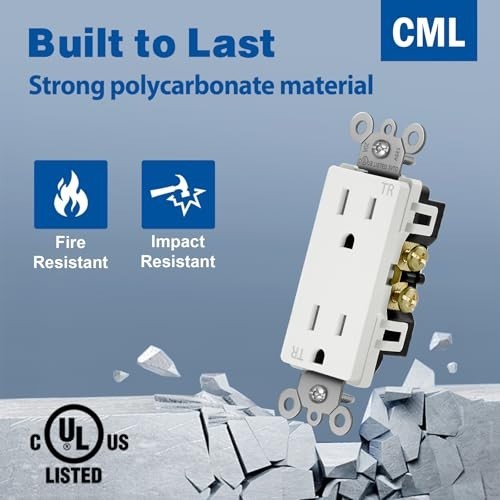 100 Pack 15 Amp Decor Wall Outlets, Child-Safe Tamper Resistant, UL Listed, Whit