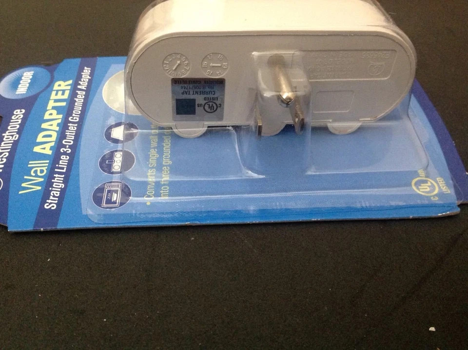 2 x Wall Adapter Straight Line 3-Outlet Grounded Adapter-UL Listed-USA SELLER