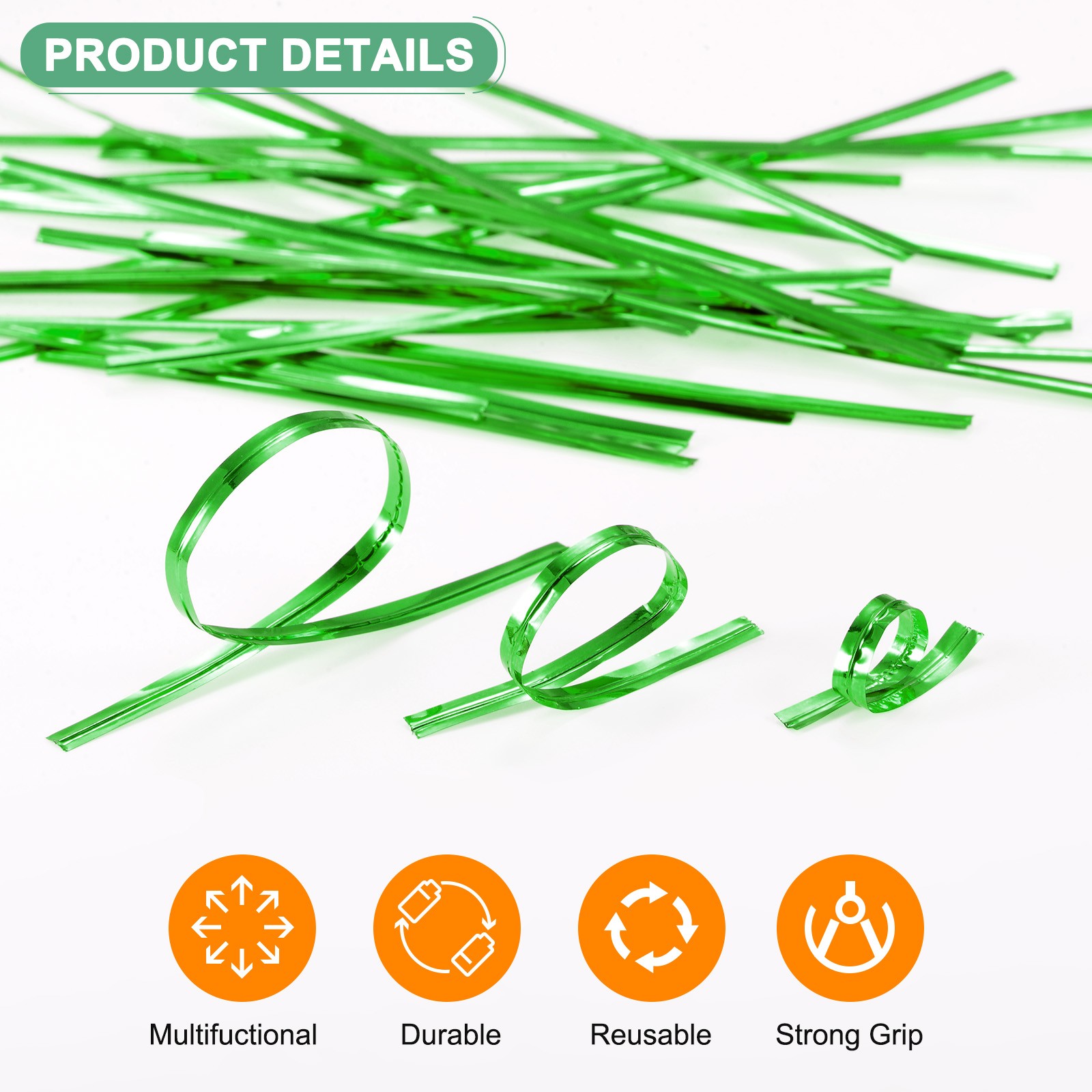 800Pack Metal Twist Ties, 12cm Metallic Twists Tie Bags Twisty-Ties Green
