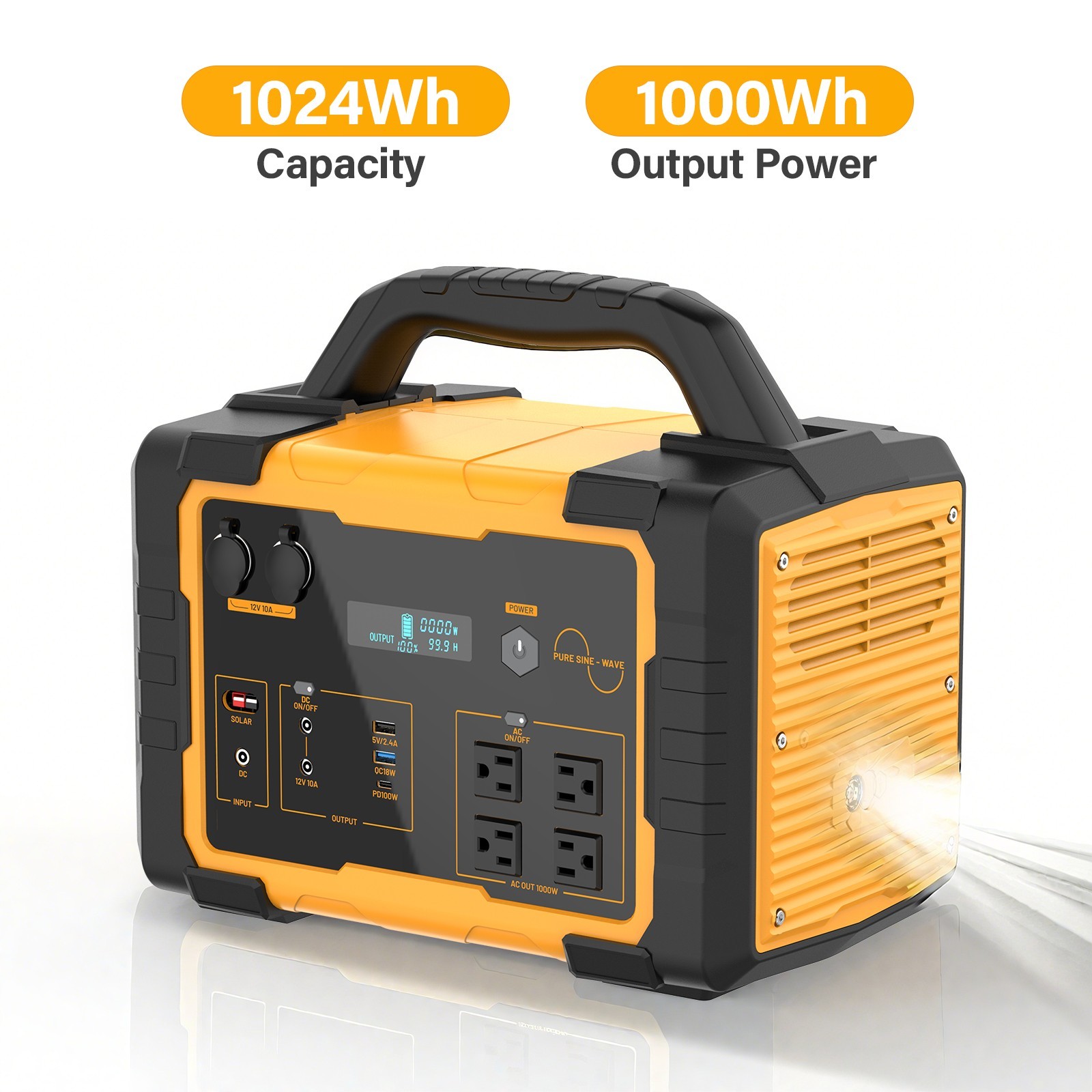 Portable Power Station Solar Generator for Camping RV Emergency 1000W/1024Wh