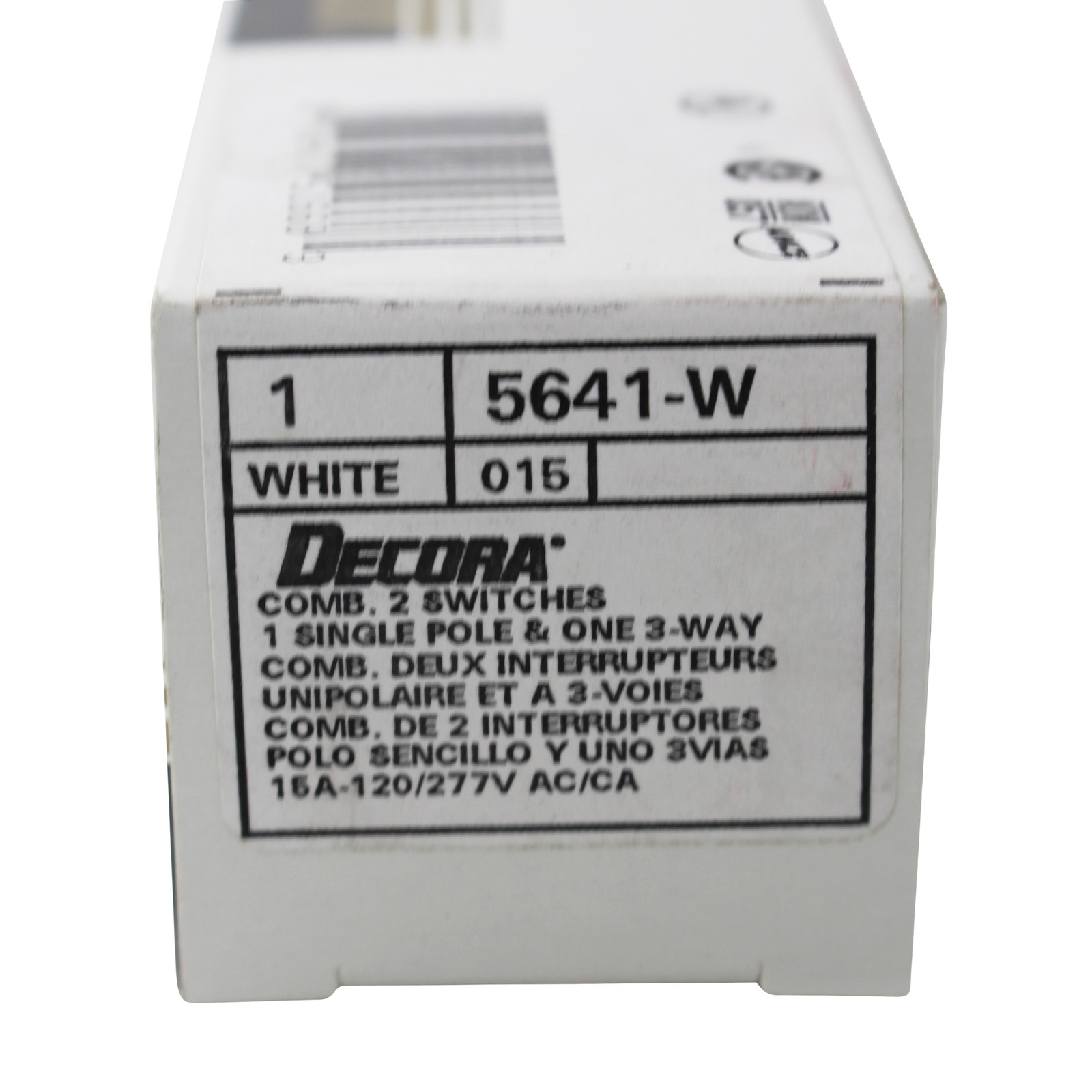 LEVITON 5641-W DECORA 1-POLE SNF 3-WAY AC COMBO SWITCH, 15A, 120/277, WHITE