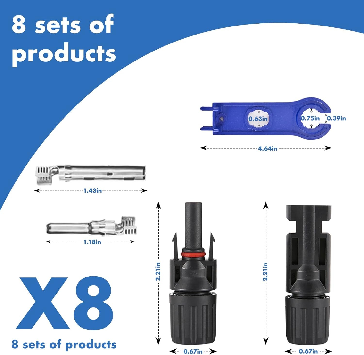 8 Pairs Solar Connectors, Male/Female Waterproof IP67, MC4 1000V 30A, Solar…