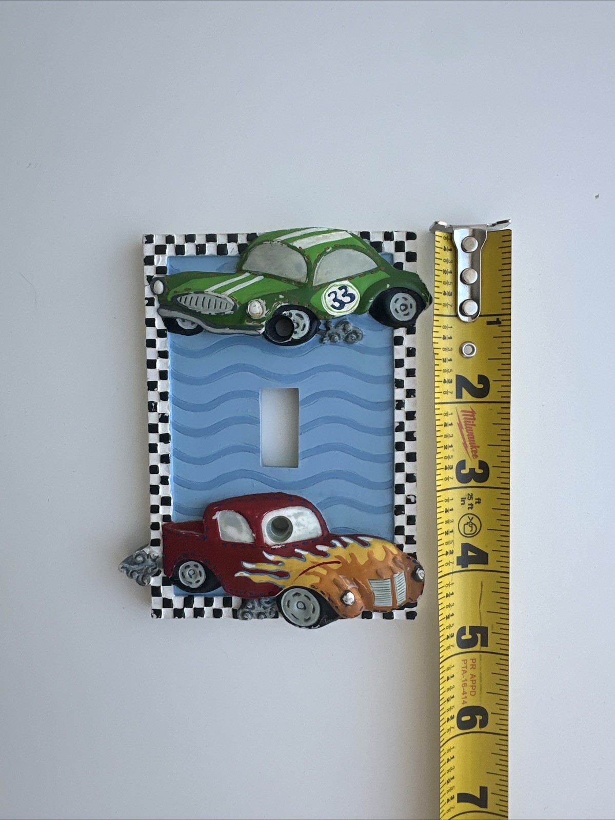 Borders Unlimited Resin Light Wall Plate Switch Drag Car Racers Checkered Border