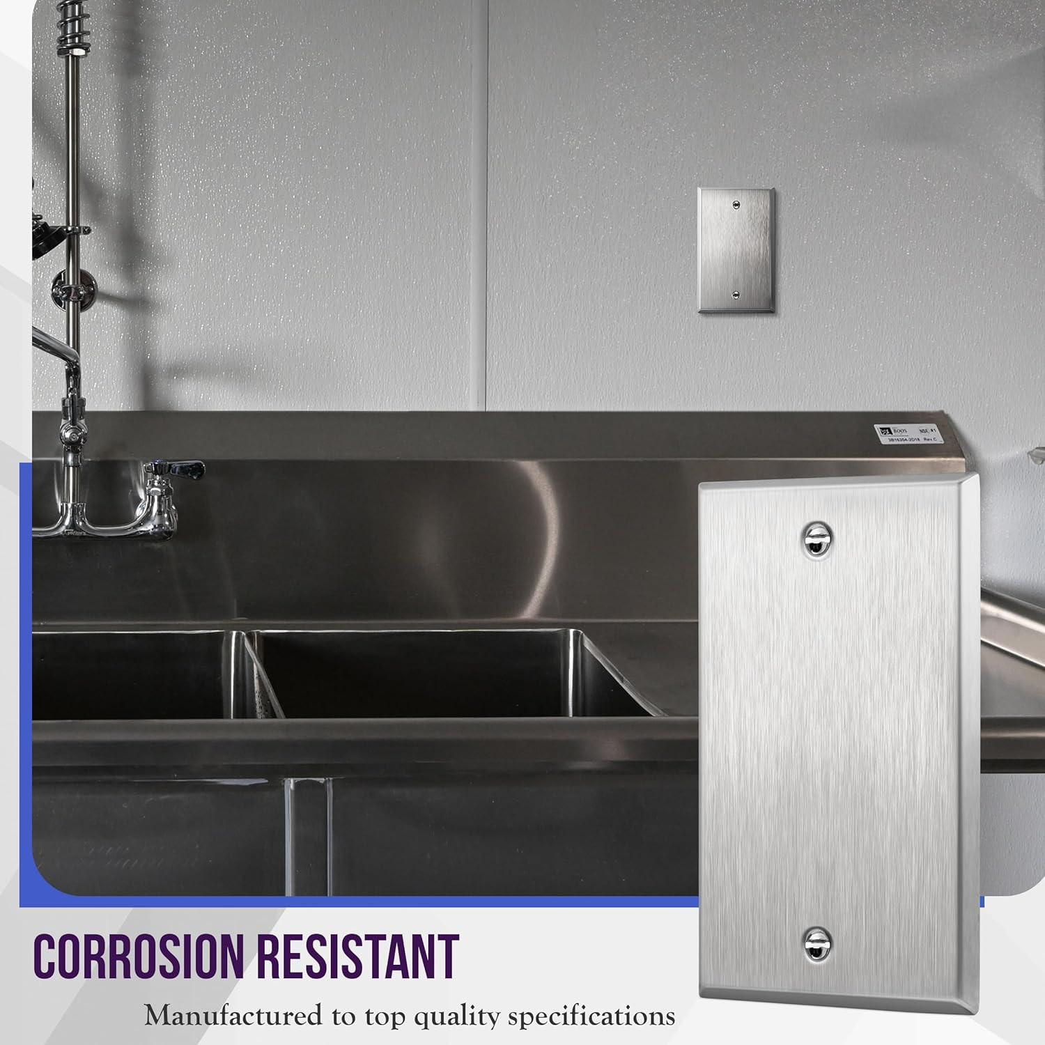 Blank Device Metal Wall Plate, Corrosion Resistant, Size 1-Gang 4.50″ X 2.76″, U