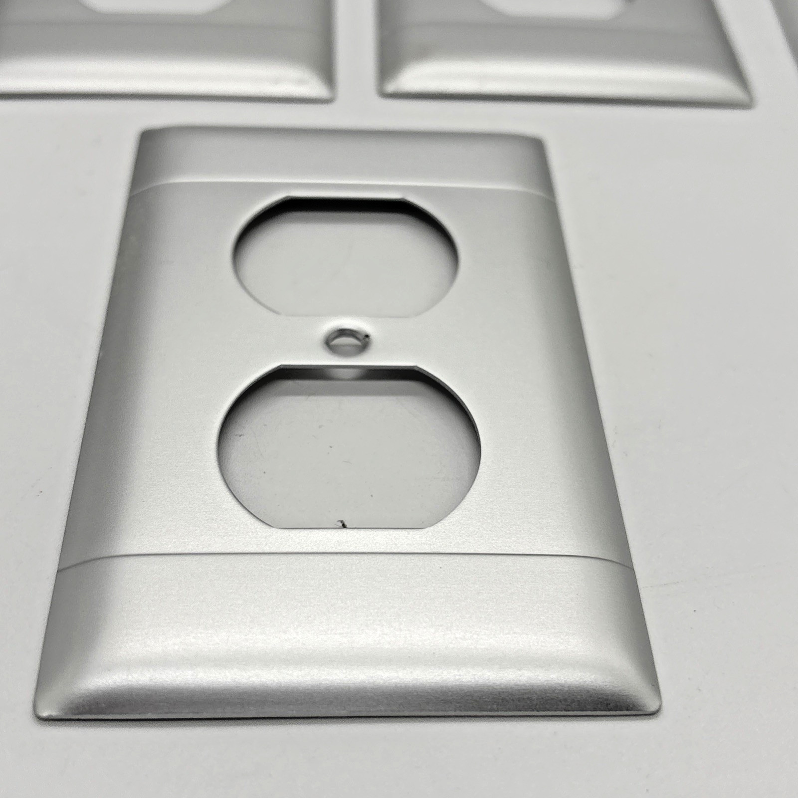 5 Brushed Stainless Metal Outlet Covers W/ Screws New Open Modern Smooth