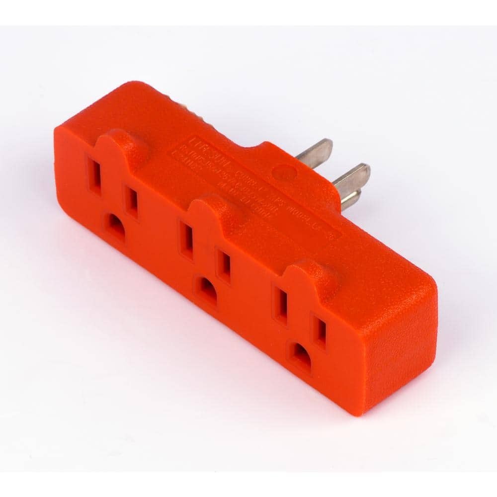Heavy-Duty Grounded Triple Tap Adapter, 3-Way Electrical Splitter, 3 Outlet, 2PK