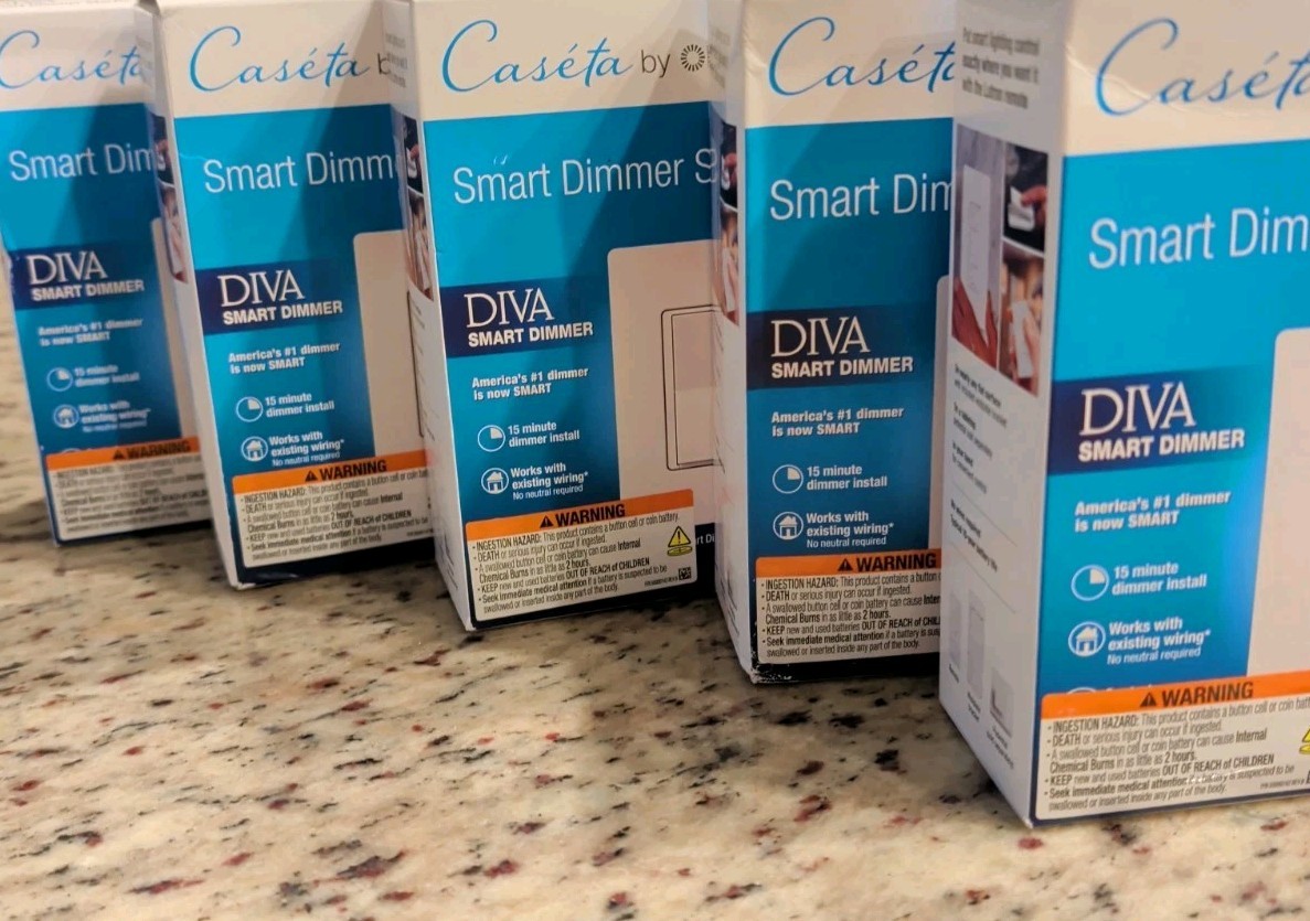5 Lutron Caseta Diva Smart Dimmer DVRF-6L-WH-R 150W LED OPEN BOX W/WALL PLATES