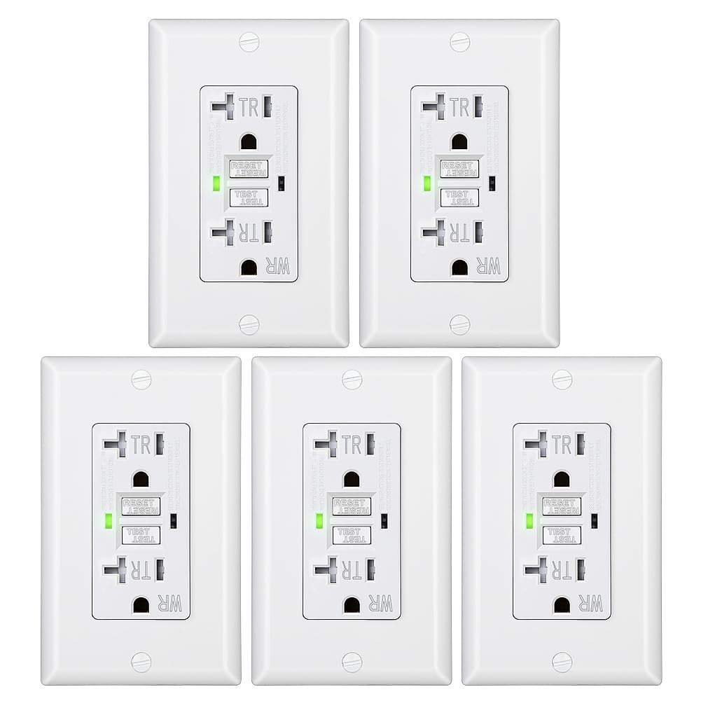 5-Pack GFCI Outlet 20Amp, Outdoor Weather-Resistant(Wr), Tamper-Resistant(Tr), U