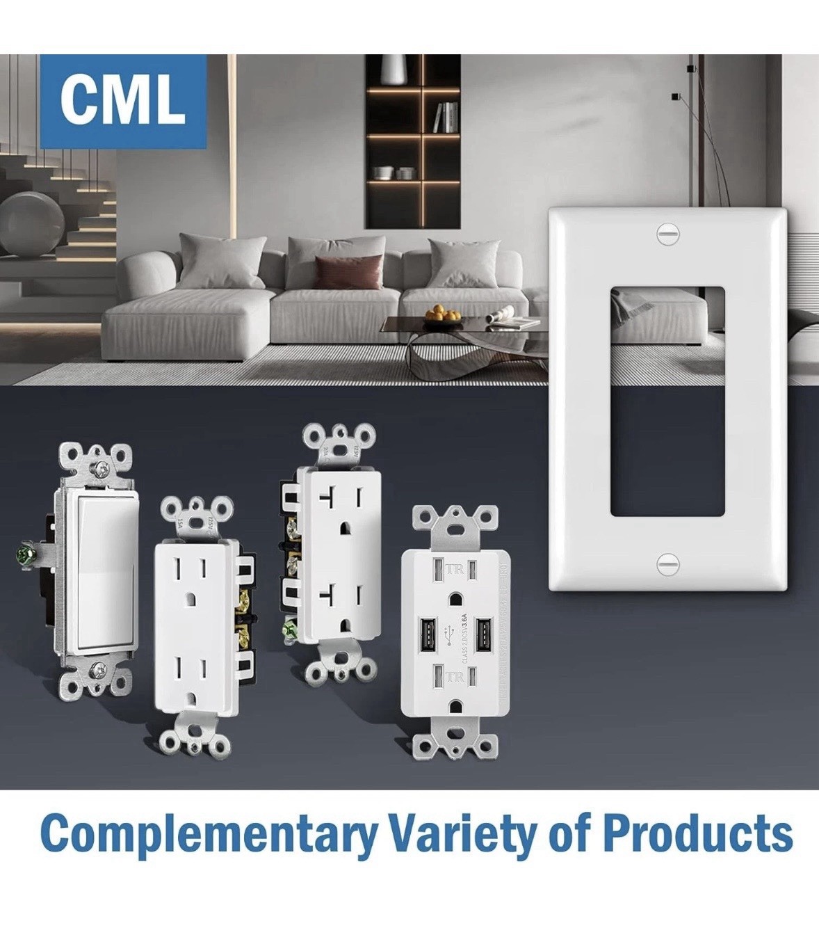 CML Decorator Wall Plates, 50 Pack Electrical 1-Gang 50 Pack, Gloss White